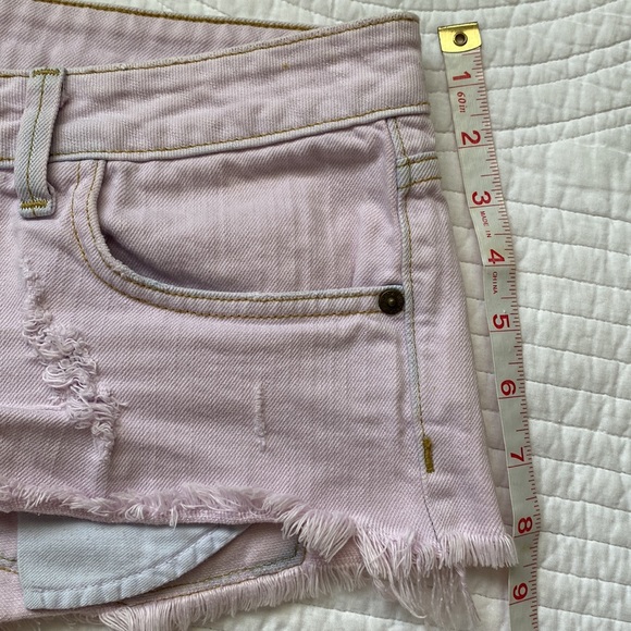 Wildfox Friday Night Short Cutoff Frayed Overdyed Denim Jeans Pink Lavender 27 - Picture 13 of 15